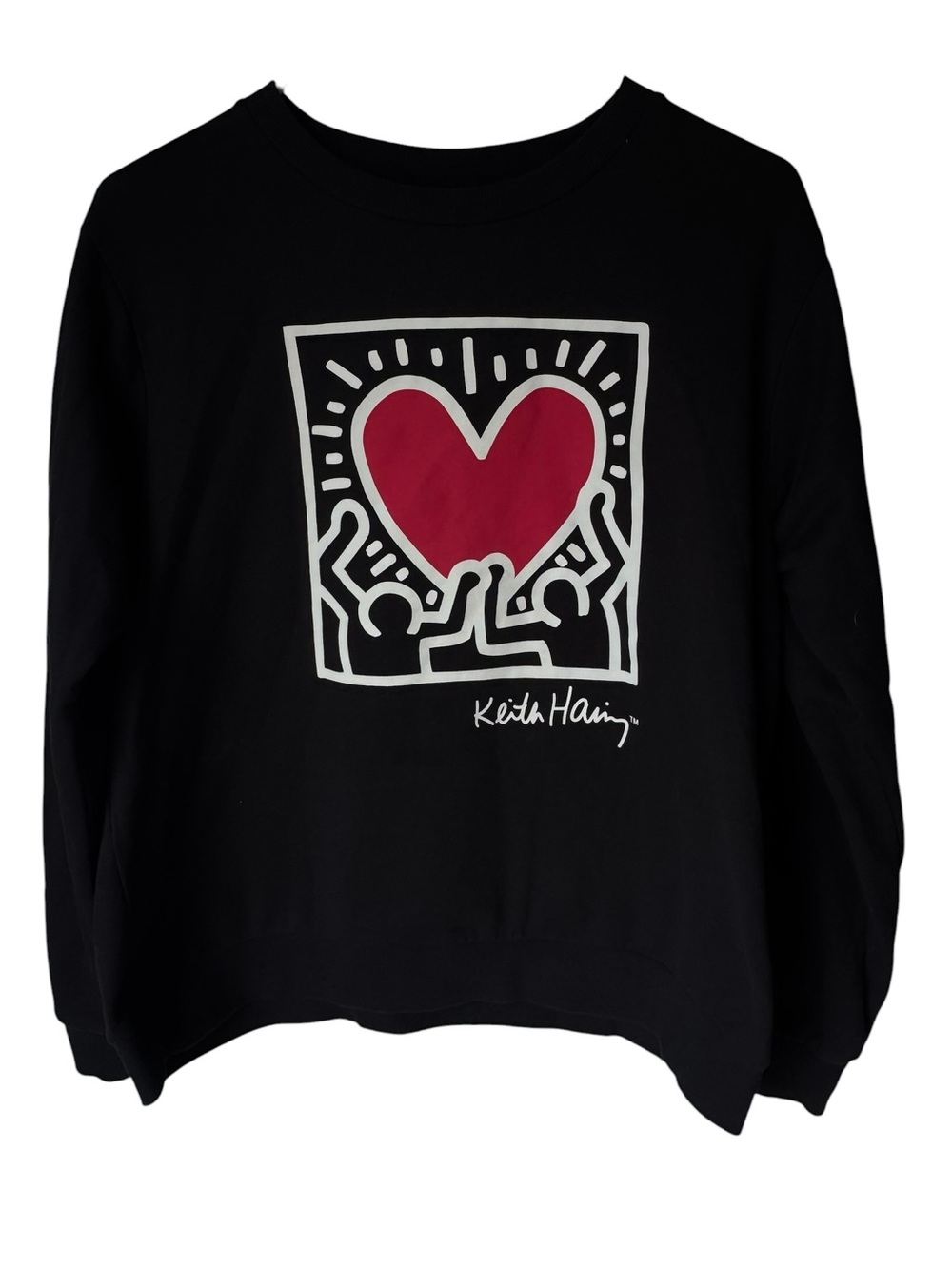 Artist Keith Harding Heart Black Crew Sweatshirt Women’s M